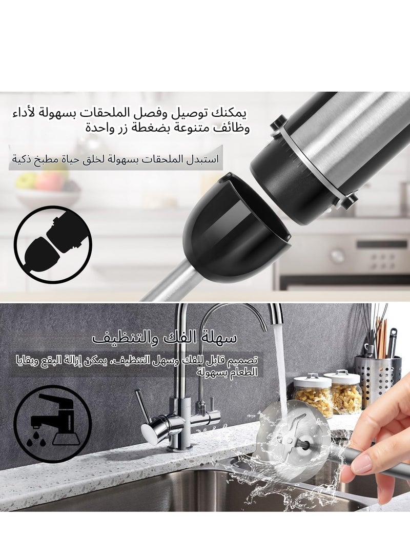 NIUB 1000W Electric Hand Blender,  4 in 1 Stick Blender Meat Grinder Set with 4 Stainless Steel Blades, Handheld Blender with 20 Adjustable Speeds, Meat Grinder includes Whisk, Measuring Mug, Chopper - Image 5